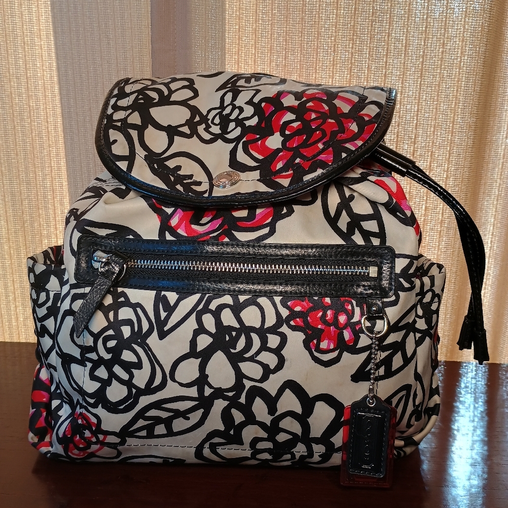 Coach Poppy Floral Graffiti Backpack